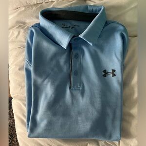 Under Armour Sky Blue Polo with Black Logo